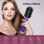 Blossombel - 3 - Magic Warme luchtborstel - zwart-Ovale-Haardroger(6cm diameter)-( 1200W) Voluminiserende borstel,Tweedeling -zwart/silver plus styling kammetje ,haarband,4 haarspelden en opbergtasje cadeau voor haar.