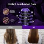 Blossombel - 3 - Magic Warme luchtborstel - zwart-Ovale-Haardroger(6cm diameter)-( 1200W) Voluminiserende borstel,Tweedeling -zwart/silver plus styling kammetje ,haarband,4 haarspelden en opbergtasje cadeau voor haar.