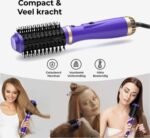 Blossombel - 3 - Magic Warme luchtborstel - zwart-Ovale-Haardroger(6cm diameter)-( 1200W) Voluminiserende borstel,Tweedeling -zwart/silver plus styling kammetje ,haarband,4 haarspelden en opbergtasje cadeau voor haar.