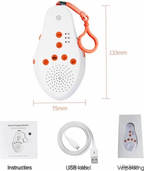 Blossombel Baby Husher – White Noise Slaaptrainer met Muziek & Geluid, Draadloos & USB-oplaadbaar