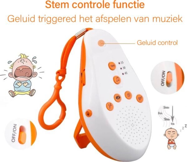 Blossombel Baby Husher – White Noise Slaaptrainer met Muziek & Geluid, Draadloos & USB-oplaadbaar