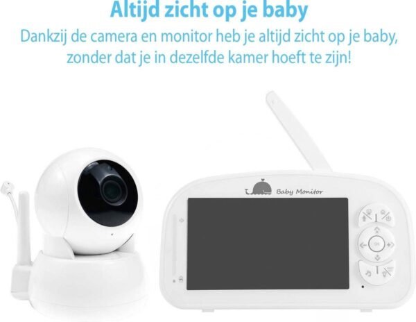 Blossombel Baby Monitor Pro – Babyfoon met Camera, 5" HD Scherm, Nachtvisie & Terugspreekfunctie