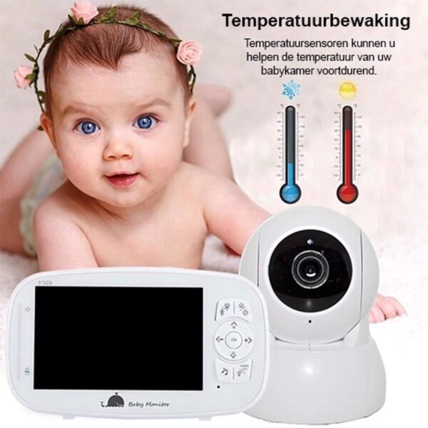 Blossombel Baby Monitor Pro – Babyfoon met Camera, 5" HD Scherm, Nachtvisie & Terugspreekfunctie