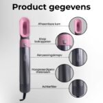 Blossombel Brush Kit - 5 in 1 Haar Droger - Air Brush Styler- 5 in 1 Hair Dryer – De Ultieme Multifunctionele Haar Styler- Rose/Grijs
