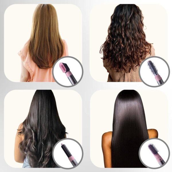 Blossombel Brush Kit - 5 in 1 Haar Droger - Air Brush Styler- 5 in 1 Hair Dryer – De Ultieme Multifunctionele Haar Styler- Rose/Grijs