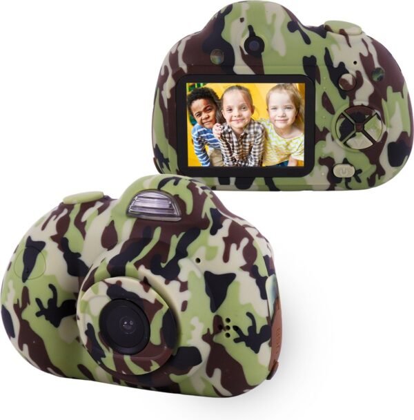 Blossombel Digitale Kindercamera – 1080P Kids Camera met 32GB SD-kaart, USB-oplaadbaar, Camouflage Design