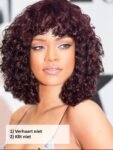 Blossombel Vietnamese water wave human hair wig - pruik burgundy 12A - fringes 12"