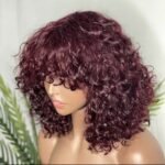 Blossombel Vietnamese water wave human hair wig - pruik burgundy 12A - fringes 12"