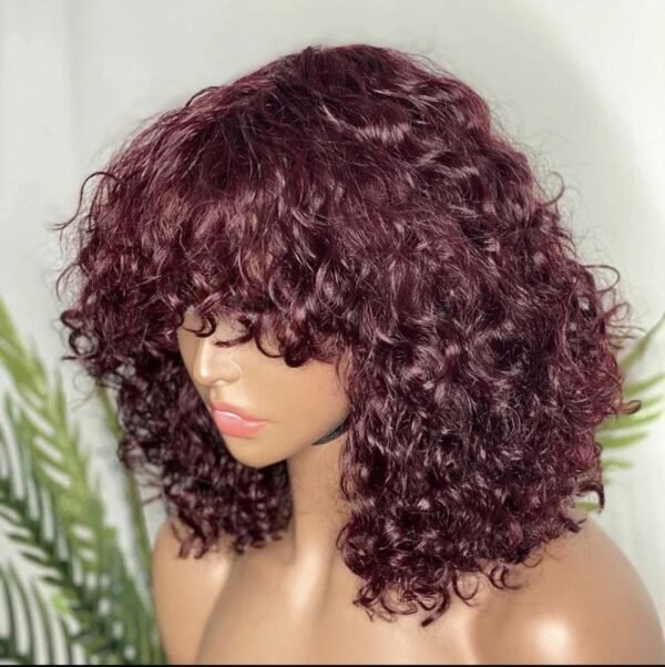 Blossombel Vietnamese water wave human hair wig - pruik burgundy 12A - fringes 12"