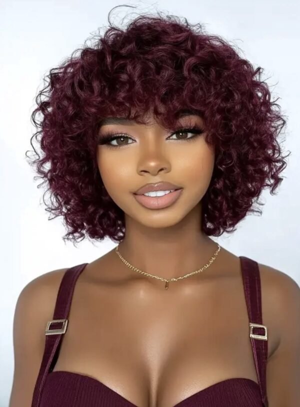 Blossombel Vietnamese water wave human hair wig - pruik burgundy 12A - fringes 12"