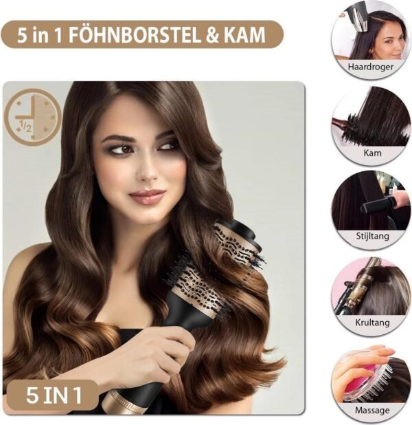 Blossombel Warme luchtborstel - Ionisch - 4 in 1 - 1200W + stylingkam