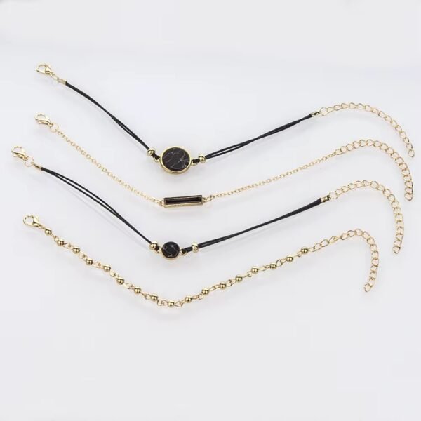 Bohemian Black Rope Chains Armbandenset – Zomer & Festival Accessoire met Boho Flair