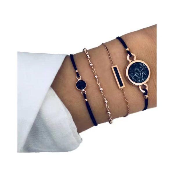 Bohemian Black Rope Chains Armbandenset – Zomer & Festival Accessoire met Boho Flair