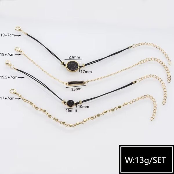 Bohemian Black Rope Chains Armbandenset – Zomer & Festival Accessoire met Boho Flair