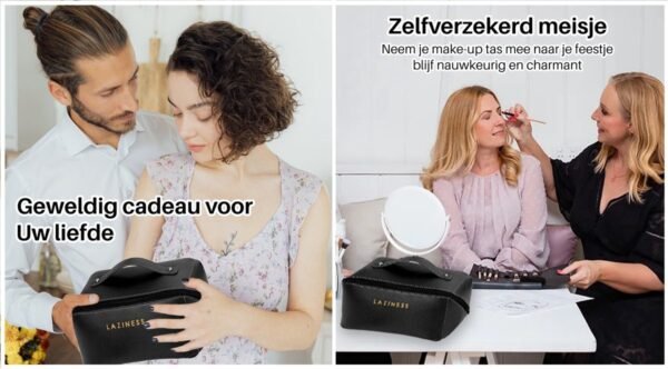Blossombel Cosmetica tas - Ruime inhoud - multifunctionele make-up tas - make-up organizer - duurzaam PU leer - Zwart