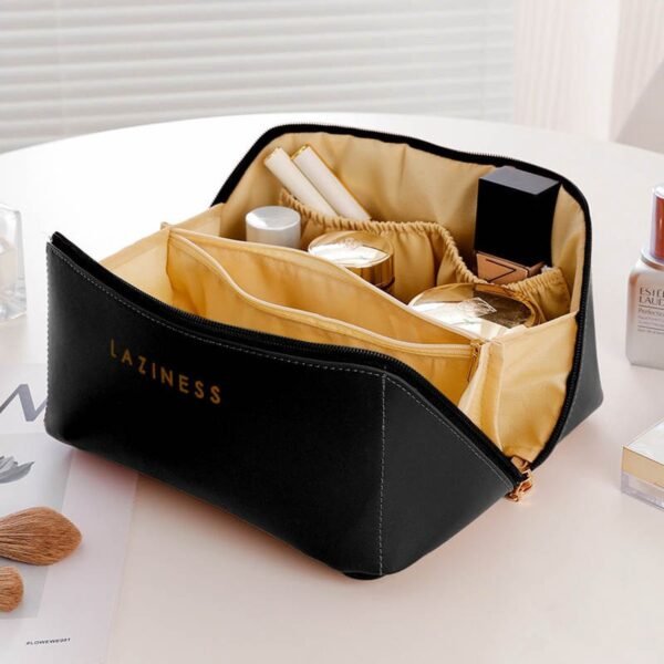 Blossombel Cosmetica tas - Ruime inhoud - multifunctionele make-up tas - make-up organizer - duurzaam PU leer - Zwart