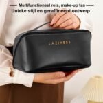 Blossombel Cosmetica tas - Ruime inhoud - multifunctionele make-up tas - make-up organizer - duurzaam PU leer - Zwart