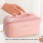 Blossombel Cosmetica tas - Ruime inhoud - multifunctionele make-up tas - make-up organizer - duurzaam PU leer - Roze
