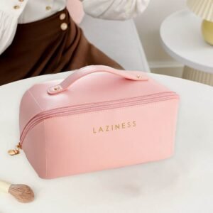 Blossombel Cosmetica tas - Ruime inhoud - multifunctionele make-up tas - make-up organizer - duurzaam PU leer - Roze
