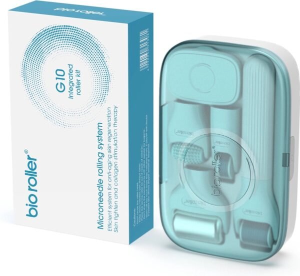 Bio Roller G10 – Derma Roller Huidverzorging Kit met 720 Naalden, Jade Roller & Gezichtsborstel