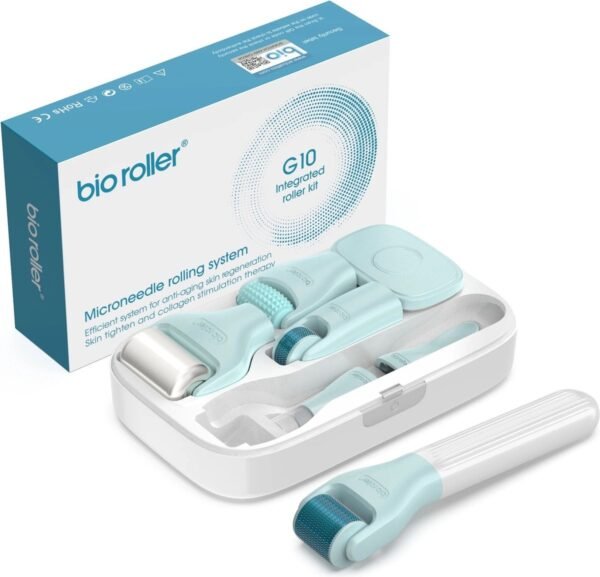 Bio Roller G10 – Derma Roller Huidverzorging Kit met 720 Naalden, Jade Roller & Gezichtsborstel