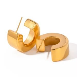 Luxe 18K Vergulde Grove Hoepel Oorbellen – Oversized & Lichtgewich