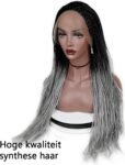 Blossombel Ombre gevlochten lace front wig - pruiken - zwart/grijs - 76 cm