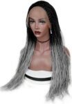 Blossombel Ombre gevlochten lace front wig - pruiken - zwart/grijs - 76 cm