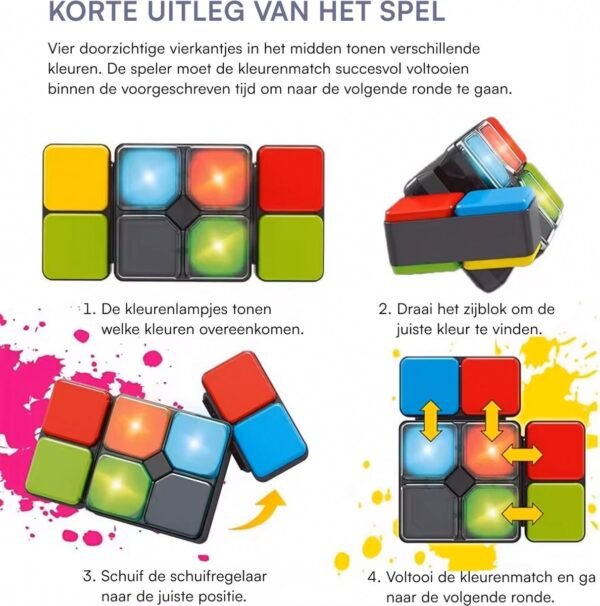 Twisty cube puzzle - kleurencombinatie puzzel, educatief kinderspeelgoed- met Schroevendraaier en 2 batterijen- cadeau voor kinderen vanaf 8 jaar- speelgoed